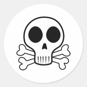 Pegatina Redonda Diseño de calavera pirata
