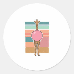Pegatina Redonda Diseño de camiseta con grabado de chicle de jirafa