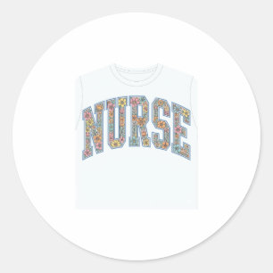 Pegatina Redonda Diseño de camiseta con letras de equipo universita