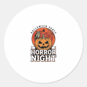 Pegatina Redonda Diseño de camiseta de calabaza de noche de terror