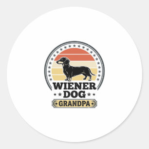 Pegatina Redonda Diseño de camiseta de dachshund abuelo perro wiene