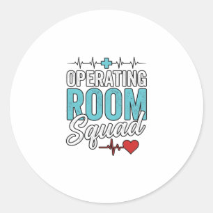 Pegatina Redonda Diseño de camiseta de enfermera quirúrgica del equ