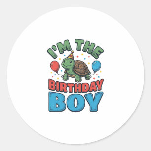 Pegatina Redonda Diseño de camiseta de fiesta vintage de tortuga cu