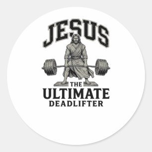 Pegatina Redonda Diseño de camiseta de gimnasio vintage de Jesus Ul