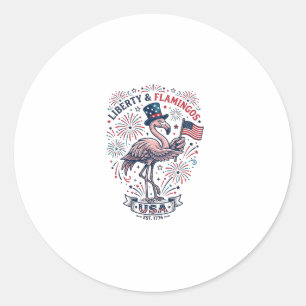 Pegatina Redonda Diseño de camiseta de grabado vintage de flamenco 