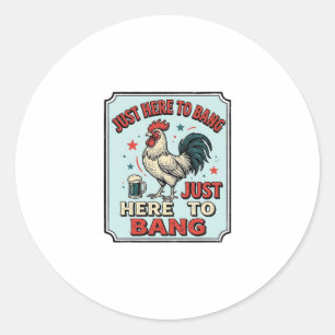 Pegatina Redonda Diseño de camiseta de grabado vintage de gallo div
