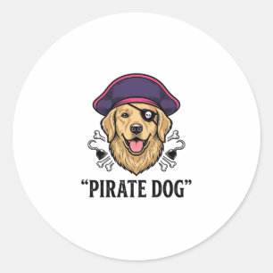 Pegatina Redonda Diseño de camiseta de grabado vintage de perro pir