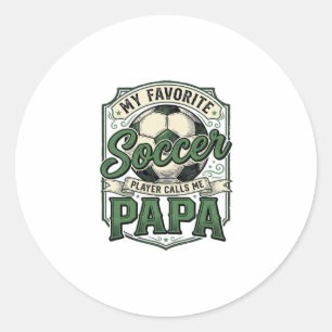 Pegatina Redonda Diseño de camiseta de grabado vintage Soccer Papa_