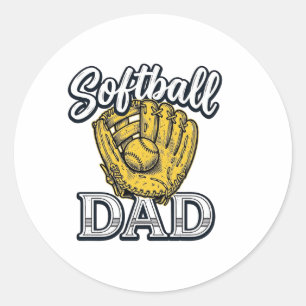 Pegatina Redonda Diseño de camiseta de guante vintage para papá de 
