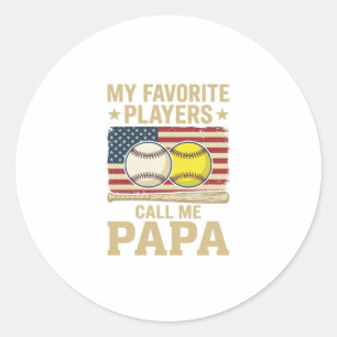 Pegatina Redonda Diseño de camiseta de jugadores de béisbol y sóftb