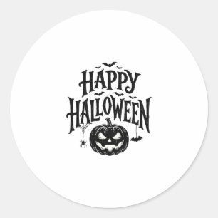 Pegatina Redonda Diseño de camiseta de murciélago de calabaza feliz