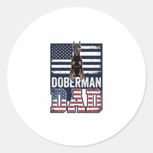 Pegatina Redonda Diseño de camiseta de perro patriótico Doberman Vi