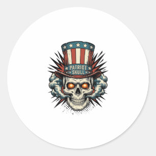 Pegatina Redonda Diseño de camiseta de sombrero de copa de cráneo p
