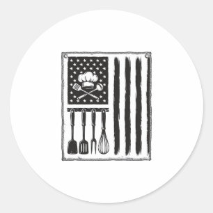 Pegatina Redonda Diseño de camiseta de utensilios de cocina Bandera