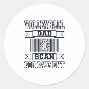 Pegatina Redonda Diseño de camiseta divertido Papá de voleibol esca