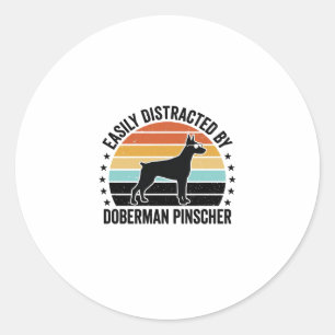 Pegatina Redonda Diseño de camiseta gráfica vintage de Doberman Pin