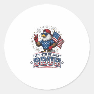 Pegatina Redonda Diseño de camiseta patriótica Funny 4th of July Ea