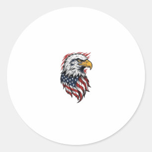 Pegatina Redonda Diseño de camiseta vectorial de águila patriótica