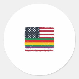 Pegatina Redonda Diseño de camiseta vectorial de bandera de orgullo