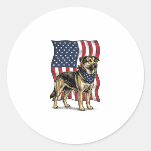 Pegatina Redonda Diseño de camiseta vectorial de bandera de perro p