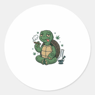 Pegatina Redonda Diseño de camiseta vectorial de tortuga Stoner Vin