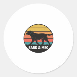 Pegatina Redonda Diseño de camiseta Vintage Bark And Meo Dog Sunset