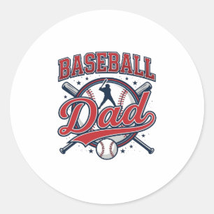 Pegatina Redonda Diseño de camiseta Vintage Baseball Dad_1