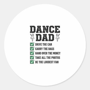 Pegatina Redonda diseño de camiseta Vintage Dance Dad Checklist_1