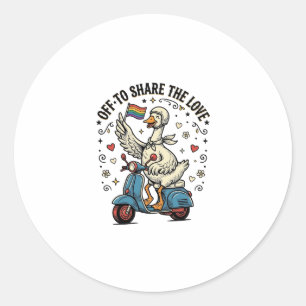 Pegatina Redonda Diseño de camiseta vintage de amor de scooter de g