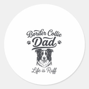 Pegatina Redonda Diseño de camiseta vintage de Border Collie Dad Li