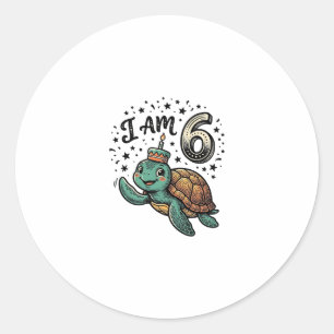 Pegatina Redonda Diseño de camiseta vintage de cumpleaños 6 de tort
