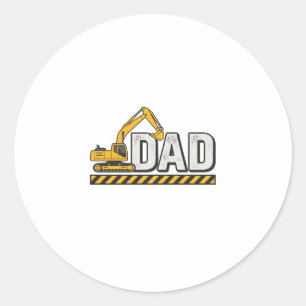 Pegatina Redonda Diseño de camiseta vintage de excavadora para papá