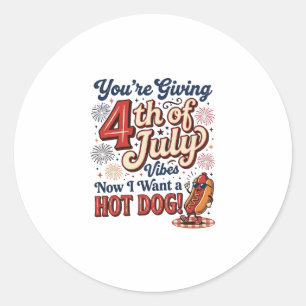 Pegatina Redonda Diseño de camiseta vintage de hot dog divertido de