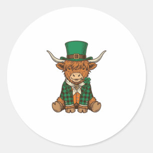 Pegatina Redonda Diseño de camiseta vintage de trébol irlandés de v