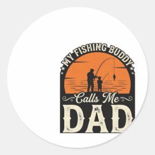 Pegatina Redonda Diseño de camiseta Vintage Fishing Buddy Dad_1