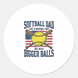 Pegatina Redonda Diseño de camiseta Vintage Softball Dad Bigger Bal