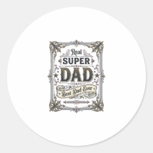 Pegatina Redonda Diseño de camiseta Vintage Super Papá Mejor Papá d