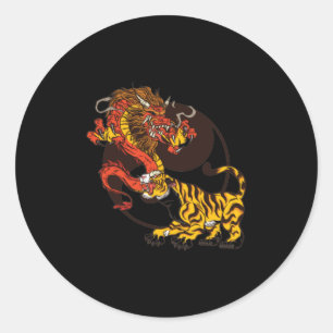Pegatina Redonda Diseño de camisetas Dragon-and Tiger-Yin-Yang