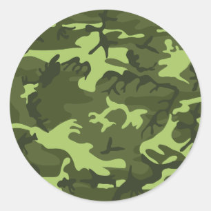 Pegatina Redonda Diseño de camuflaje del ejército verde