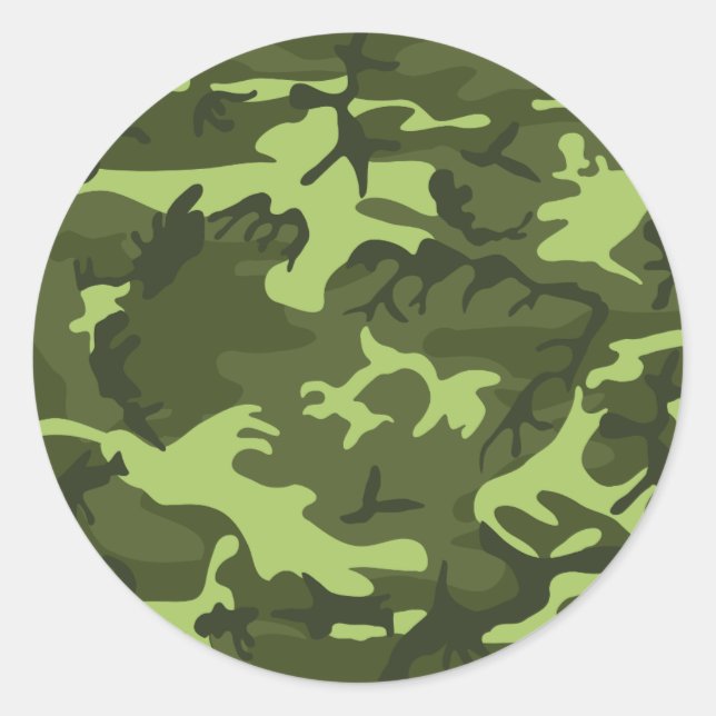 Pegatina Redonda Diseño de camuflaje del ejército verde (Anverso)