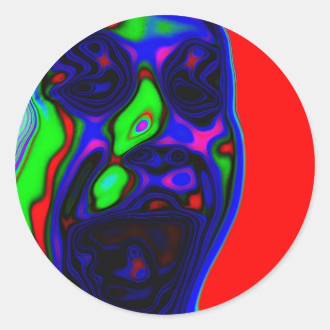 Pegatina Redonda Diseño de cara activa de Psycho (Anverso)