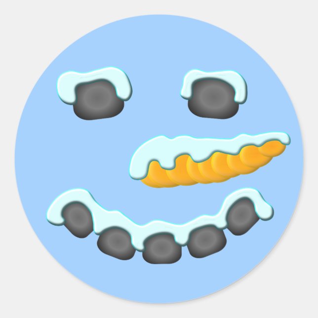 Pegatina Redonda Diseño de cara de Snowman (Anverso)