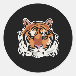 Pegatina Redonda diseño de cara de tigre genial