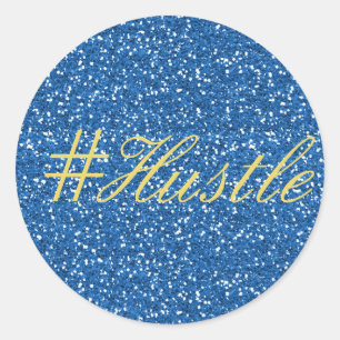 Pegatina Redonda Diseño de castillos de Purpurina de Blue Faux