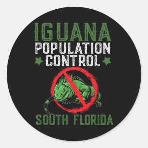 Pegatina Redonda Diseño De Caza De Iguana Para El Sur De Florida Ig