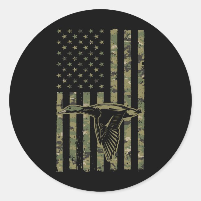 Pegatina Redonda Diseño De Caza De Patos De Guay Para Hombres (Anverso)