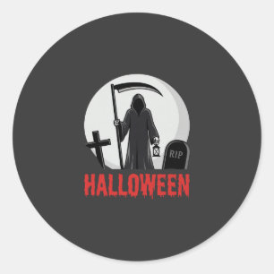 Pegatina Redonda Diseño de cementerio de la muerte de Halloween
