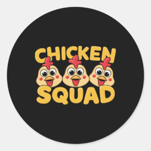 Pegatina Redonda Diseño de Chicken Squad para cosas de amantes del 