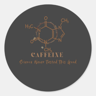 Pegatina Redonda Diseño de ciencia del café divertido con cafeína