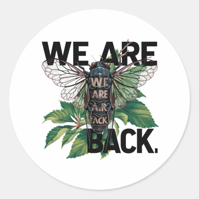 Pegatina Redonda diseño de cigarras (Anverso)